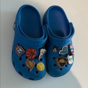 Kids Blue Slip-On Crocs Clog Shoes with Fun Charms
